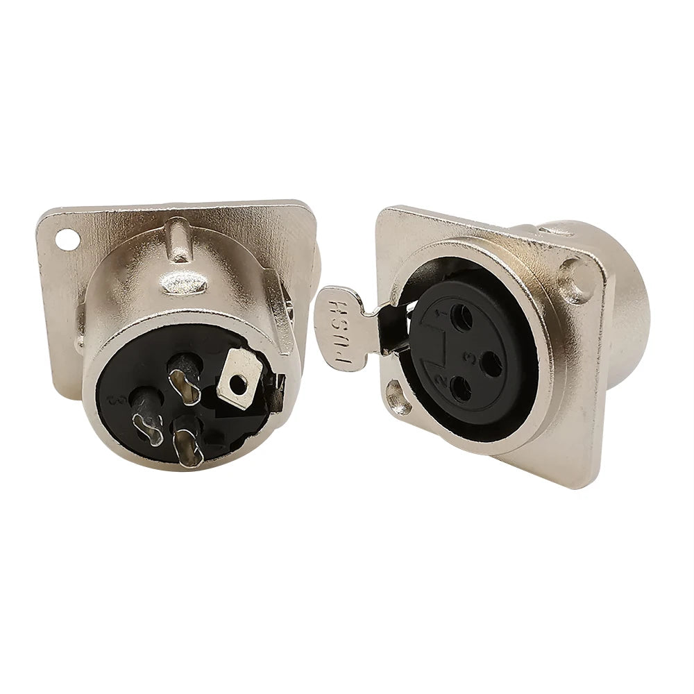 10Pcs 3 Pin XLR Male Female Panel Mount Chassis Plug Jack Socket Connector Microphone MIC Cable Terminal Metal Housing Silver