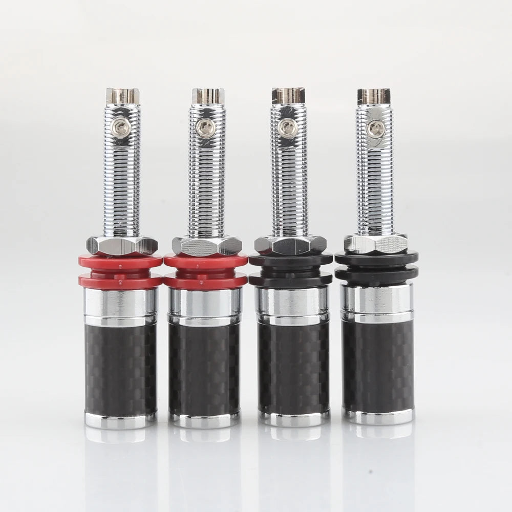 4pcs Audiocrast CF45G/R Carbon Fiber Binding Post Gold/Rhodium Plated Terminal Banana Jack Connector Banana Plug Socket Speaker