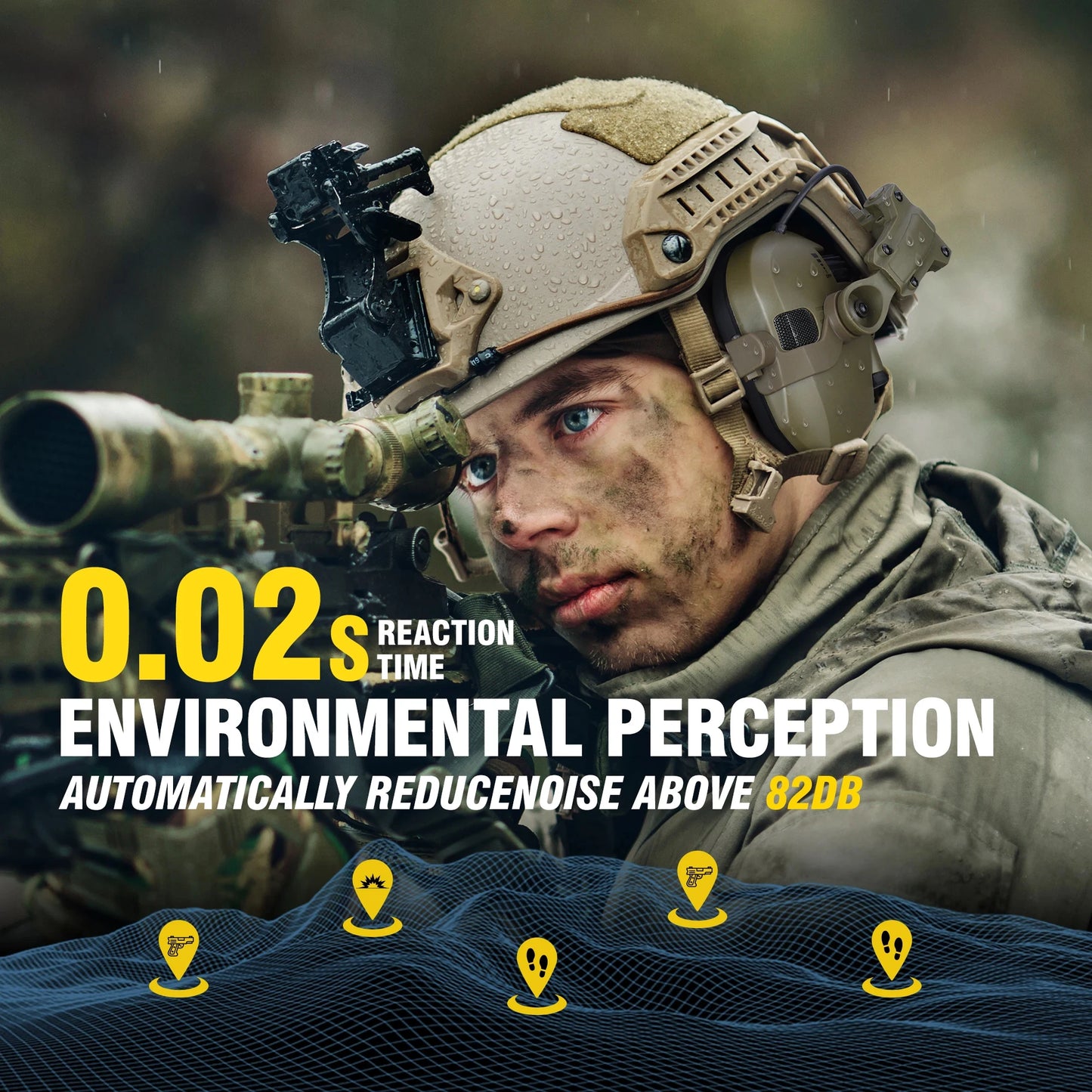 Electronic Hunting Noise-Canceling Earmuff Tactical Active Hearing Protection Headset Sound Pickup Headphone NRR 23dB