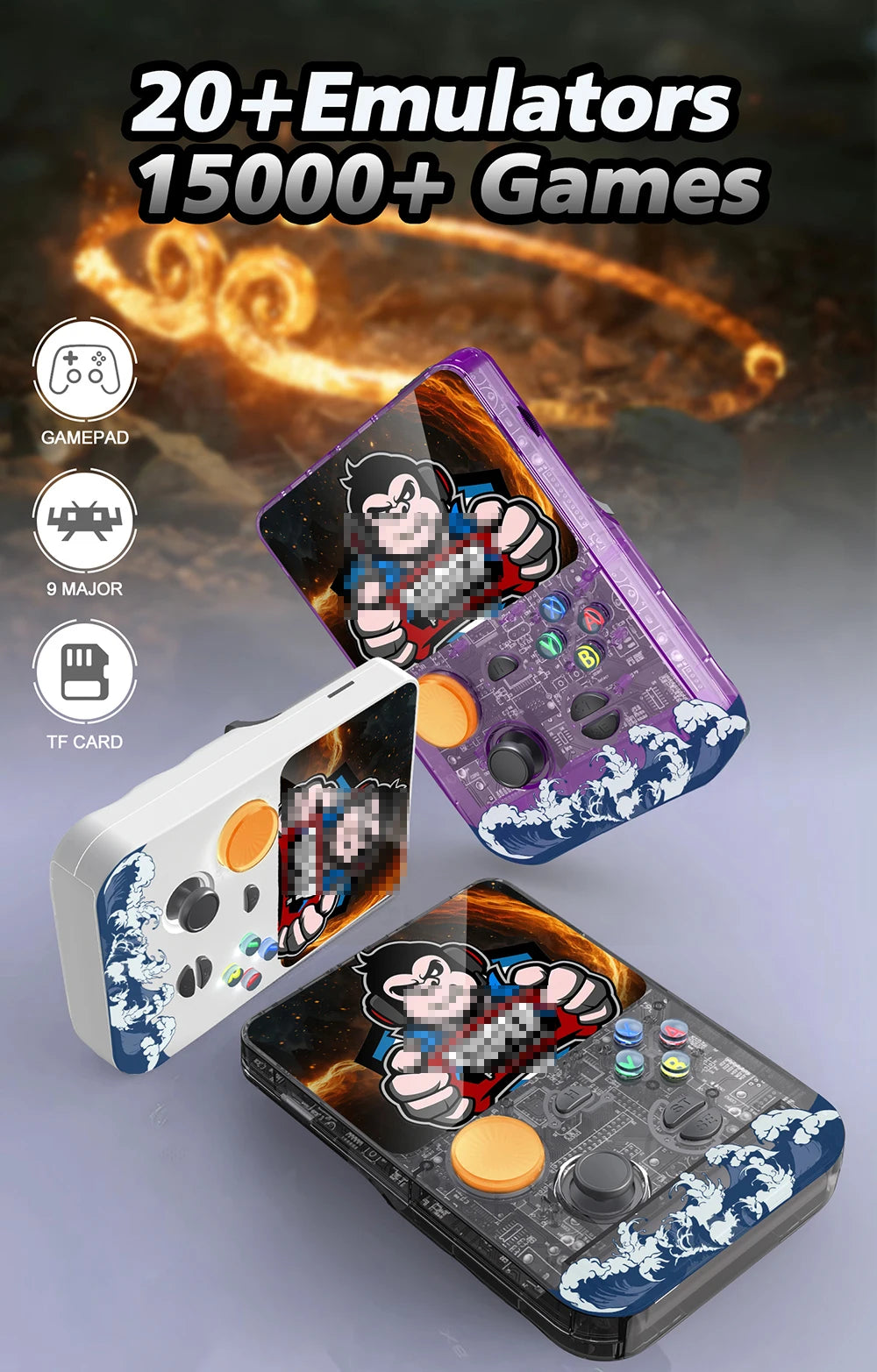 Latest Handheld Gaming Console with 3.5-inch IPS HD Screen&3D Smooth Joystick,Large Memory&Support TF Memory Card R36S Plus