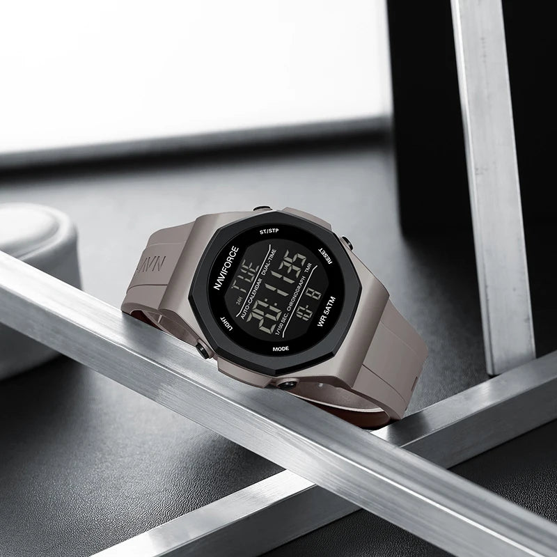 NAVIFORCE Electronic Watches Men LCD Display Waterproof Clock Silicone Strap Luminous Business Man Wristwatch Relogio Masculino