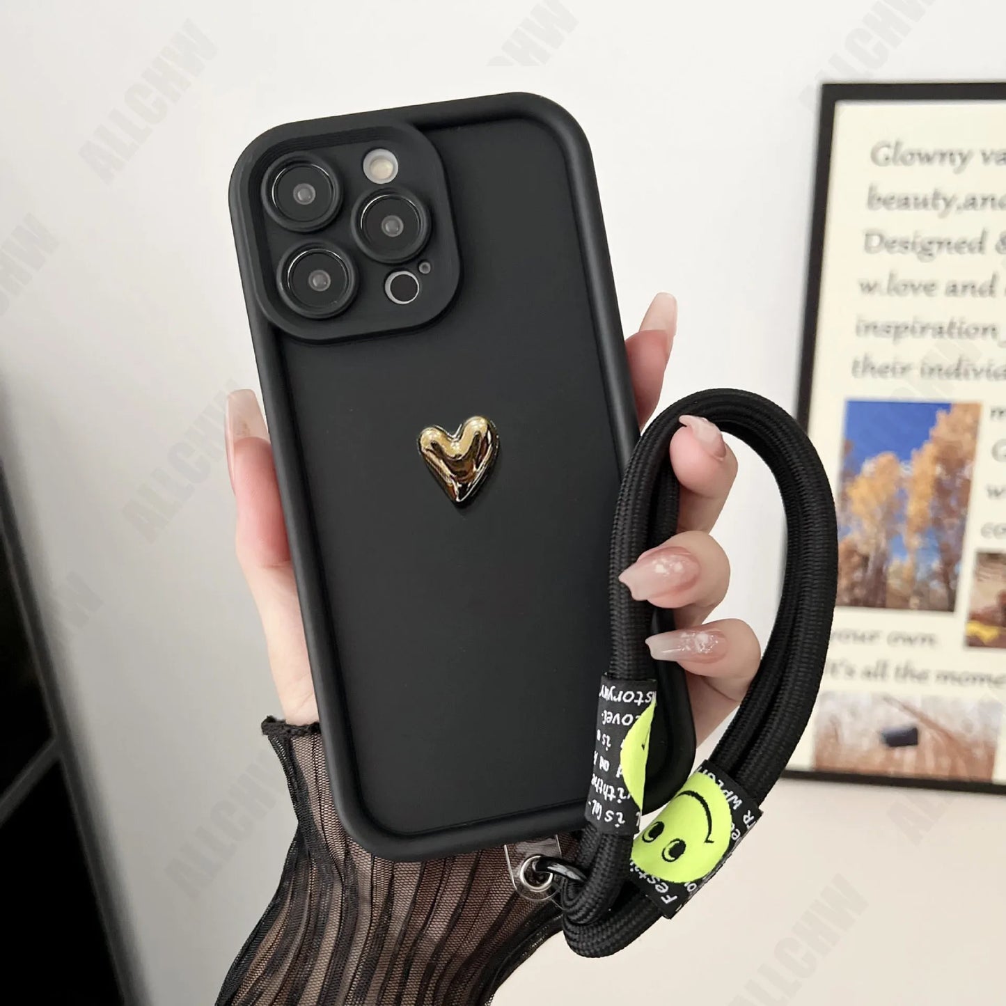 3D Gold Heart Silicone Soft Phone Case For OPPO A98 A96 A95 A94 5G A93 A92 A91 A40M A80 A79 A78 A77 A76 A74 A73 A72 2020 A77S
