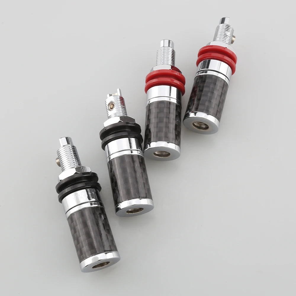 4pcs Audiocrast CF45G/R Carbon Fiber Binding Post Gold/Rhodium Plated Terminal Banana Jack Connector Banana Plug Socket Speaker