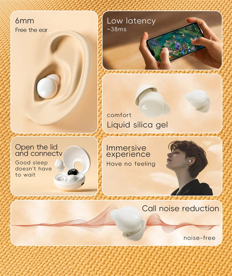 Ear Buds Sleep Headphone Sleep Earbuds for Side Sleepers Wireless Bluetooth 5.4 Mini Invisible Ultra-light Comfortable Earphones
