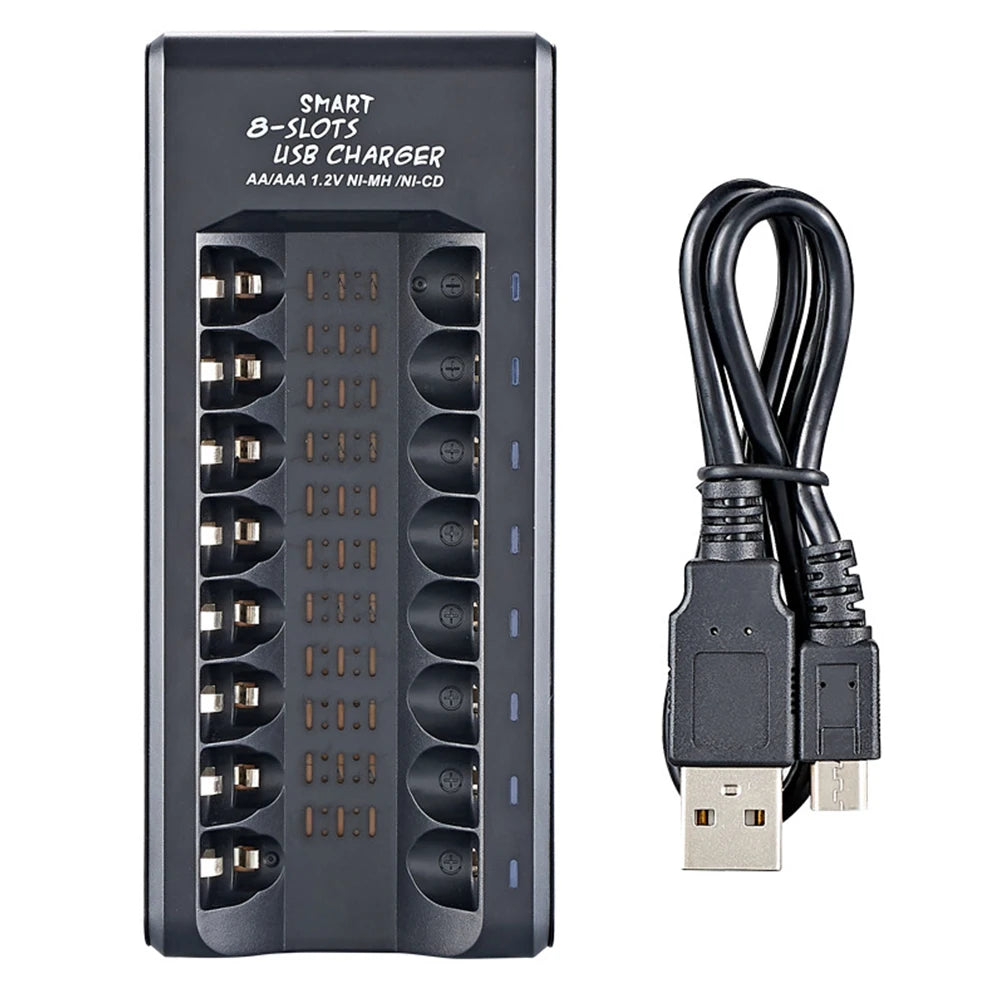Ni-MH Ni-Cd AA AAA Battery Charger LCD Digital Display 1.2V 8 Slots Rechargeable Batteries Micro Type-C Smart Batteries Charger