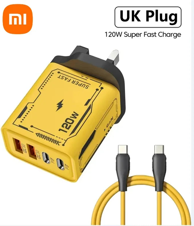 XIAOMI 120W Fast Charger 4Port USB C PD Ultra Quick Charging USB 3.0 Type C EU US Plug Mobile Phone Charger For Huawei iPhone