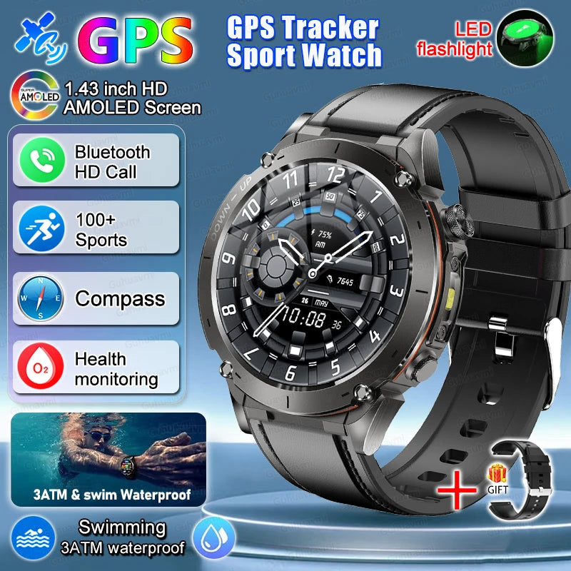 2025 New For Xiaomi Huaiwei Outdoor GPS Smart Watch Men HD AMOLED Screen Compass Waterproof Sport Call GPS Tracker SmartWatches