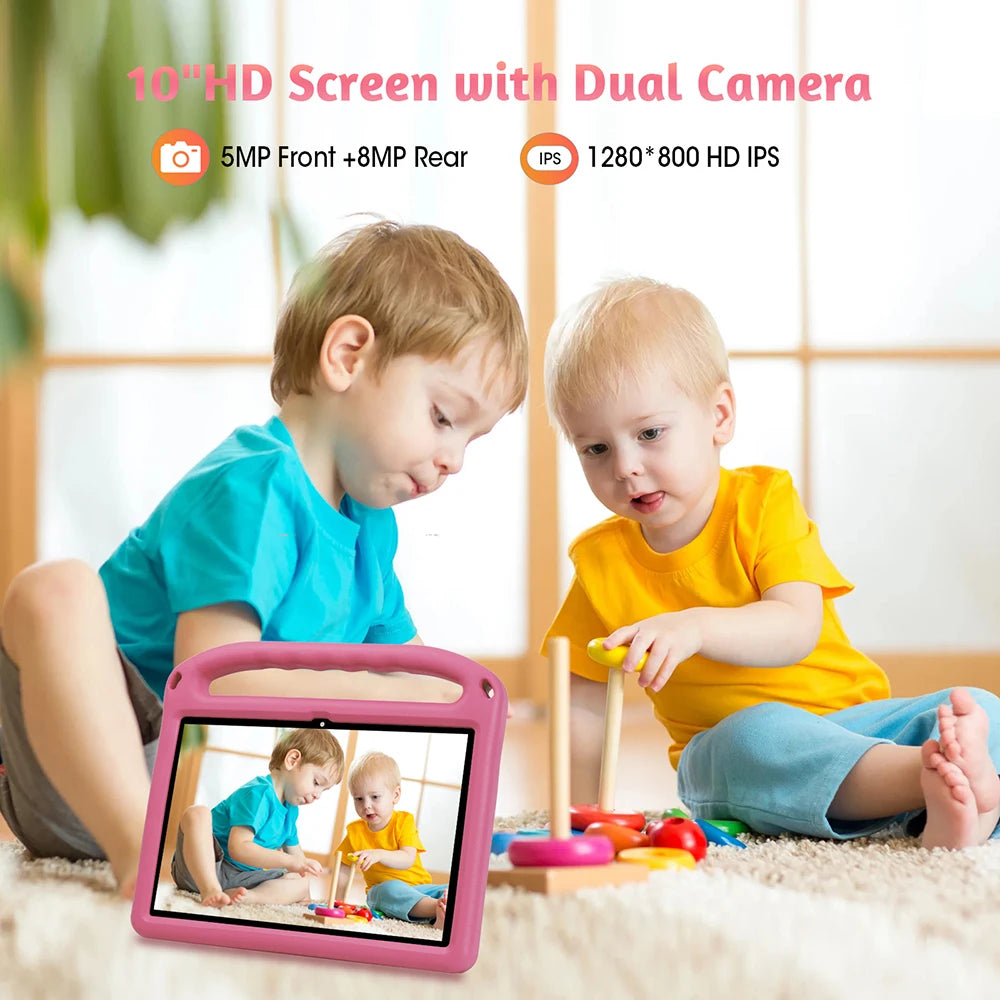 Upgraded Kids Tablet weelikeit 10" Android 14 Tablet for Kids 8GB (4+4) 128GB 6000mAh Dual Cam Great Tablet for Toddlers w/ Case