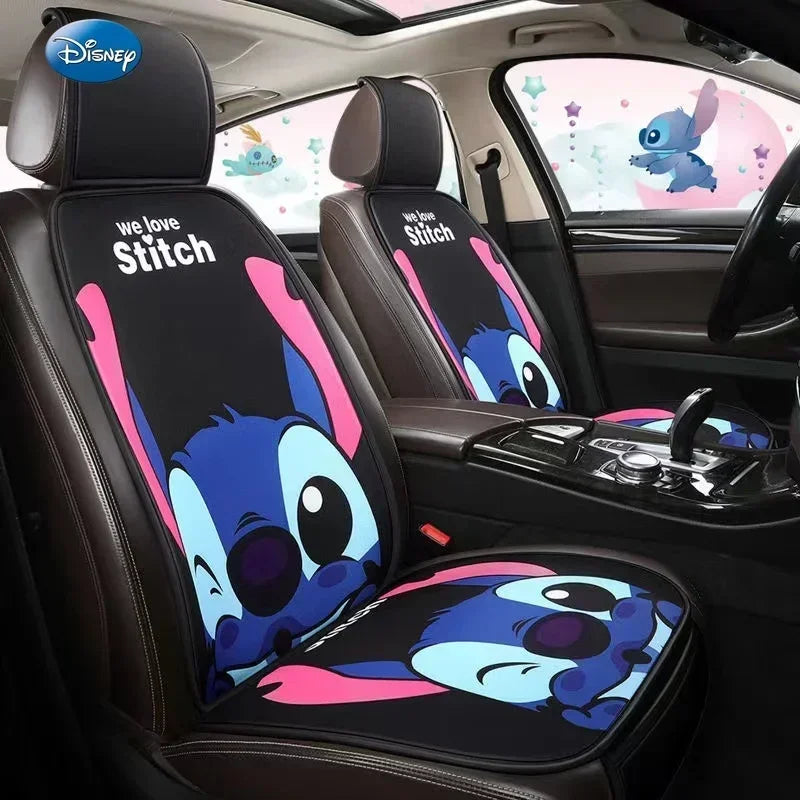 Disney Stitch Car Seat Covers 4PCS Universal Fit, Cute Cartoon Soft Protectors for Women Girls Auto Accessories, All-Season Dura