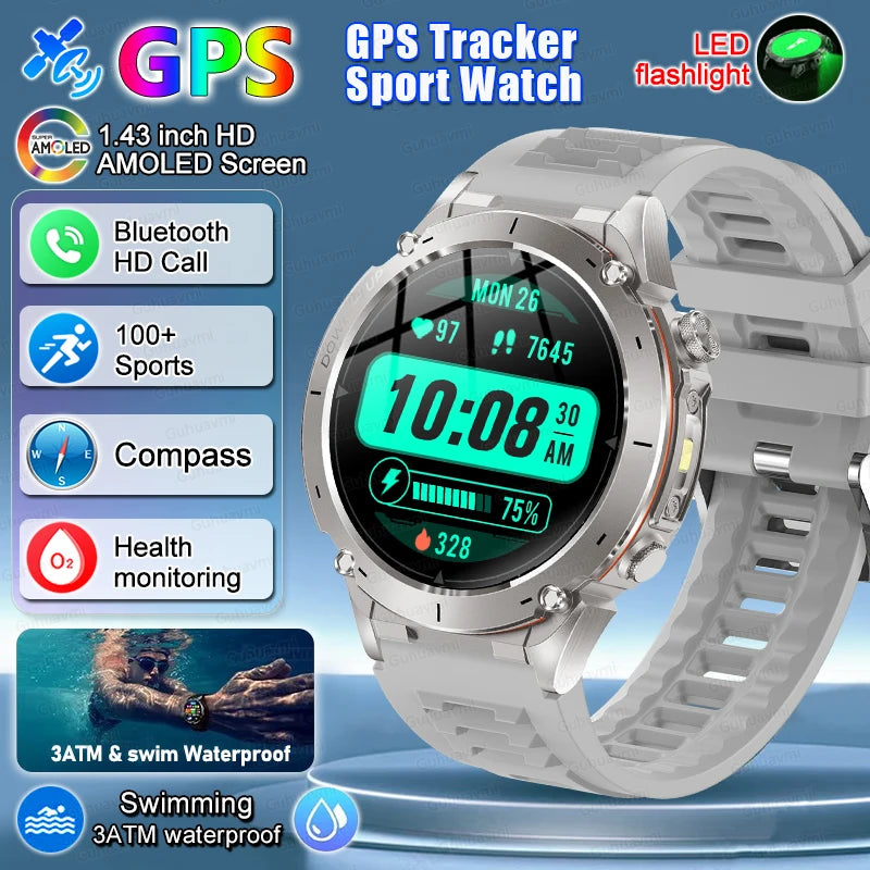 2025 New For Xiaomi Huaiwei Outdoor GPS Smart Watch Men HD AMOLED Screen Compass Waterproof Sport Call GPS Tracker SmartWatches