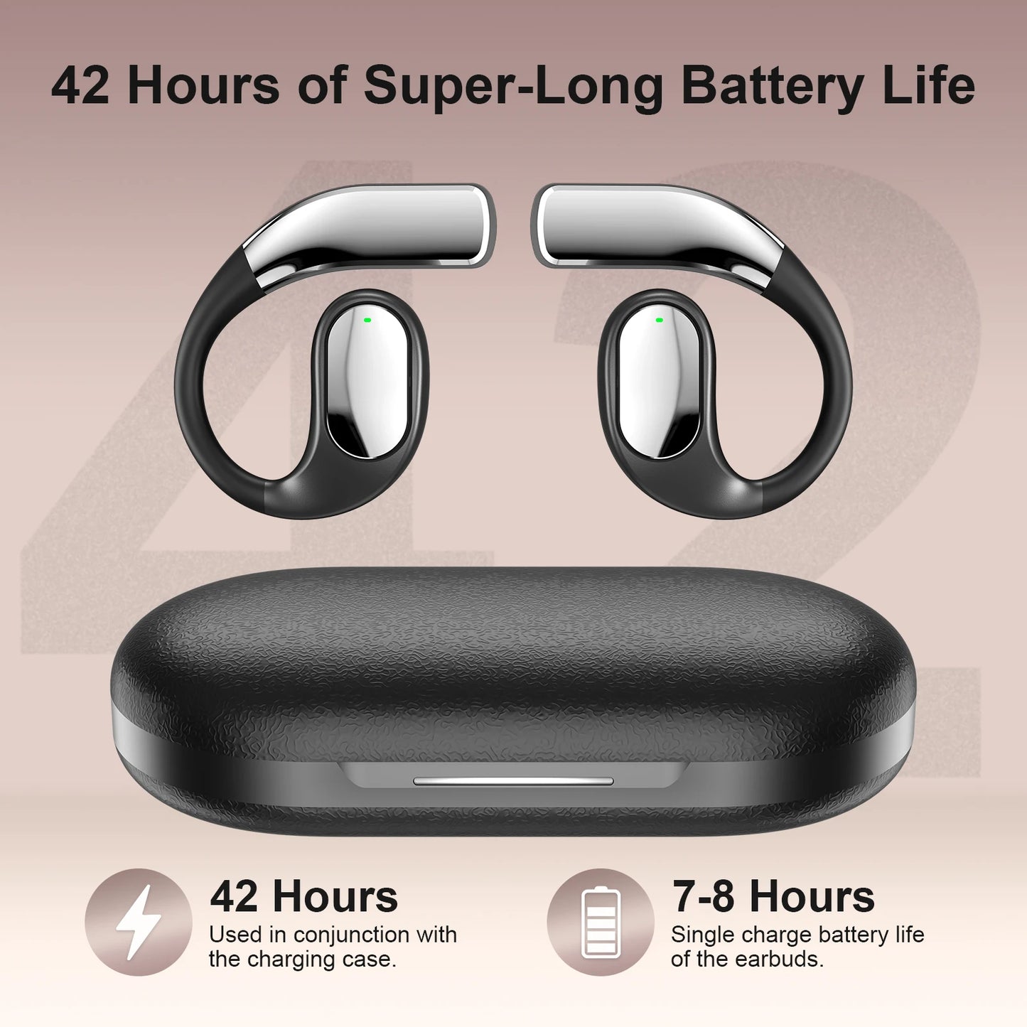 Ear Hook Wireless Earbuds ENC Noise Cancelling Bluetooth 5.4 Headphones Stereo Sound Sport Headset With Mic