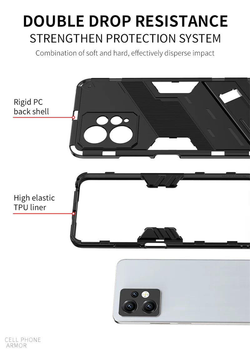 For Xiaomi Redmi Note 12 4G Case Armor Shockproof Kickstand Phone Case For Xiomi Redmi Note12 4g Car Magnetic Holder Back Cover