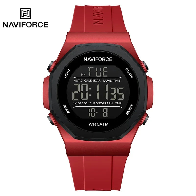NAVIFORCE Electronic Watches Men LCD Display Waterproof Clock Silicone Strap Luminous Business Man Wristwatch Relogio Masculino