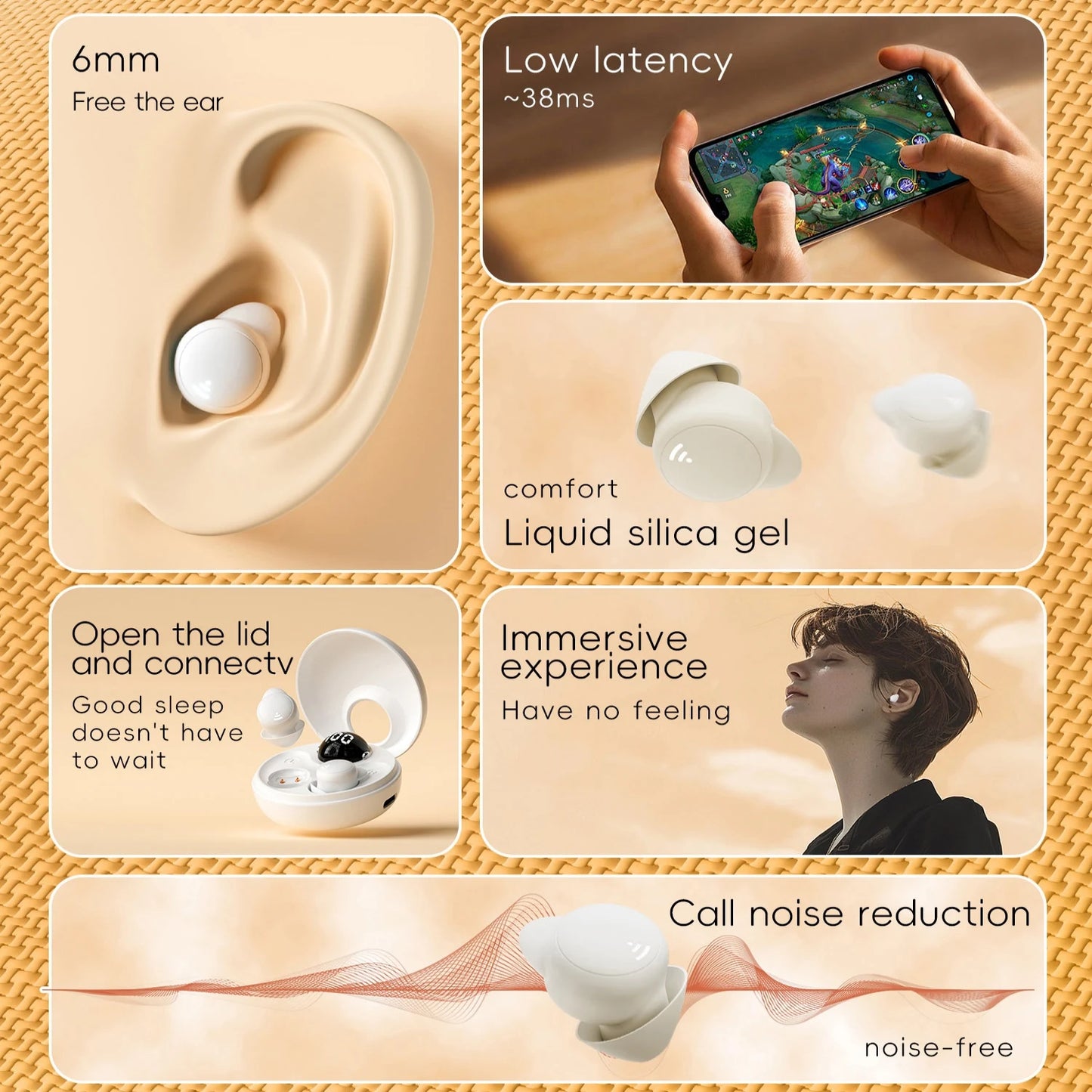 Ear Buds Sleep Headphone Sleep Earbuds for Side Sleepers Wireless Bluetooth 5.4 Mini Invisible Ultra-light Comfortable Earphones