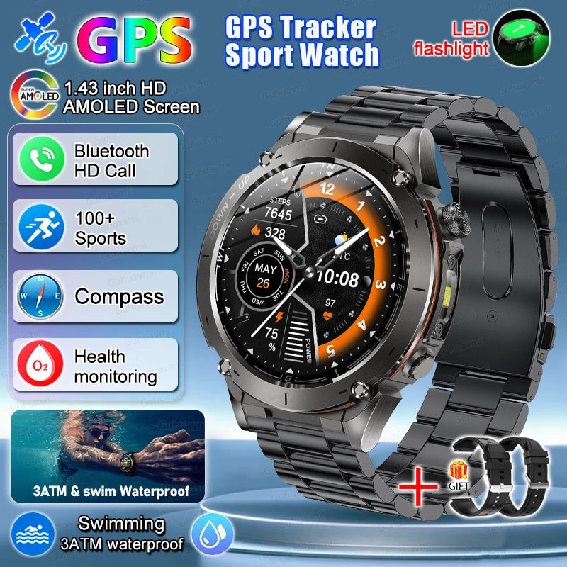 2025 New For Xiaomi Huaiwei Outdoor GPS Smart Watch Men HD AMOLED Screen Compass Waterproof Sport Call GPS Tracker SmartWatches
