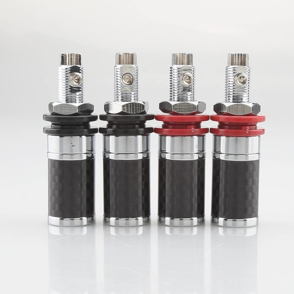 4pcs Audiocrast CF45G/R Carbon Fiber Binding Post Gold/Rhodium Plated Terminal Banana Jack Connector Banana Plug Socket Speaker