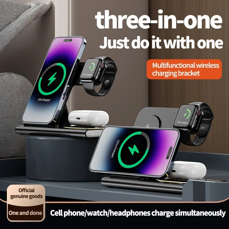 30W Wireless 3 in 1 Charger Stand For iPhone 14 13 12 Pro Max Apple Watch 8 7 Samsung Watch 5 Airpods Fast Charging Dock Station