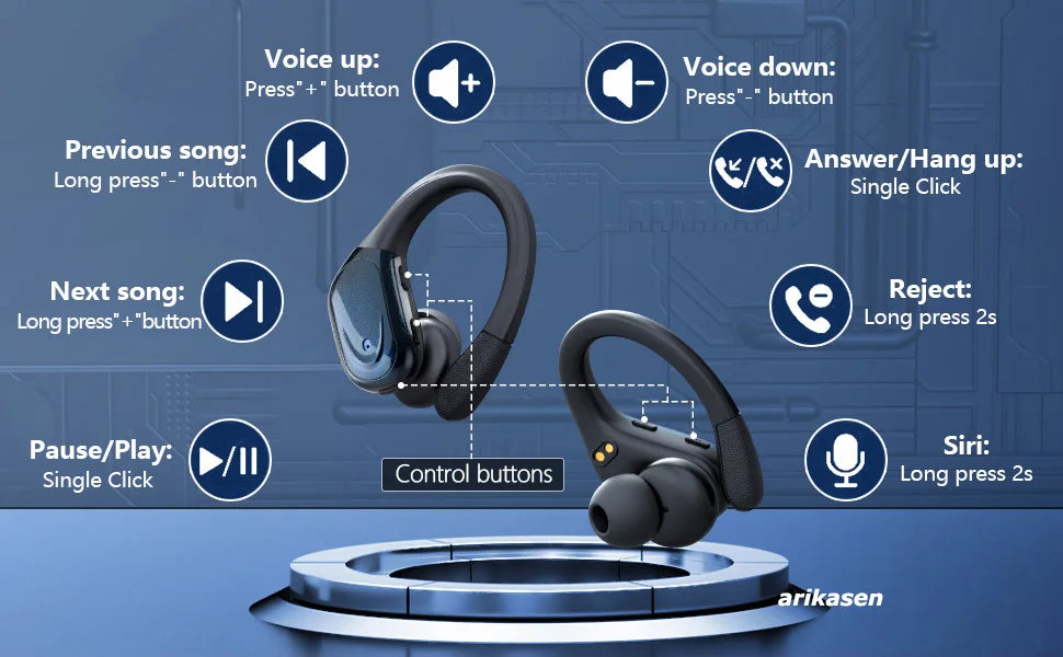 Ear buds Wireless Earbuds Bluetooth 5.3 Headphones 75hrs Playtime with Digital Display Sports Wireless Headphones with Earhook