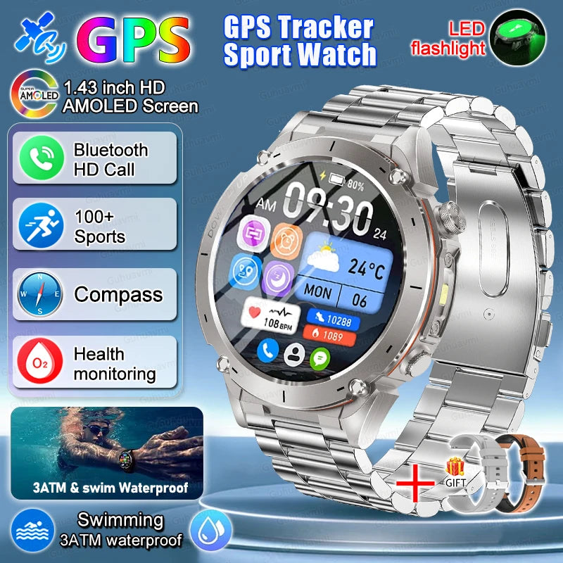 2025 New For Xiaomi Huaiwei Outdoor GPS Smart Watch Men HD AMOLED Screen Compass Waterproof Sport Call GPS Tracker SmartWatches
