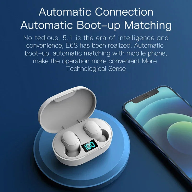 E6S Air Pro Fone Bluetooth Earphones Wireless Headphones LED Display Noise Cancelling Earbuds by Mic Wireless Bluetooth Headset