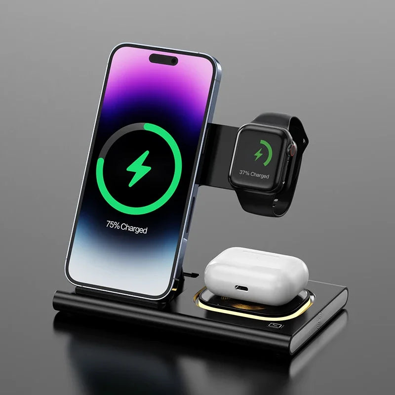 30W Wireless 3 in 1 Charger Stand For iPhone 14 13 12 Pro Max Apple Watch 8 7 Samsung Watch 5 Airpods Fast Charging Dock Station