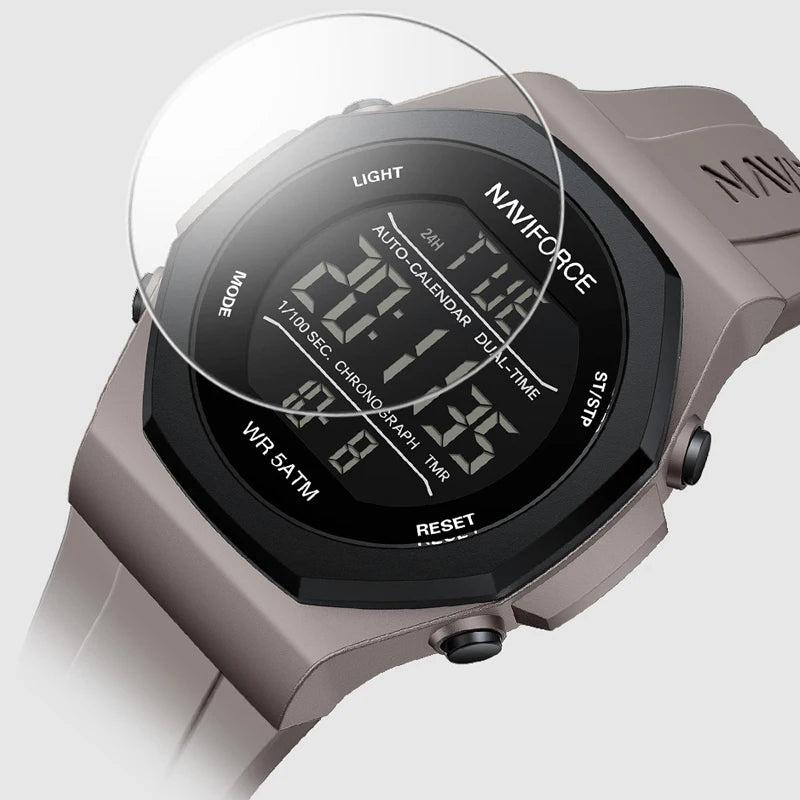 NAVIFORCE Electronic Watches Men LCD Display Waterproof Clock Silicone Strap Luminous Business Man Wristwatch Relogio Masculino