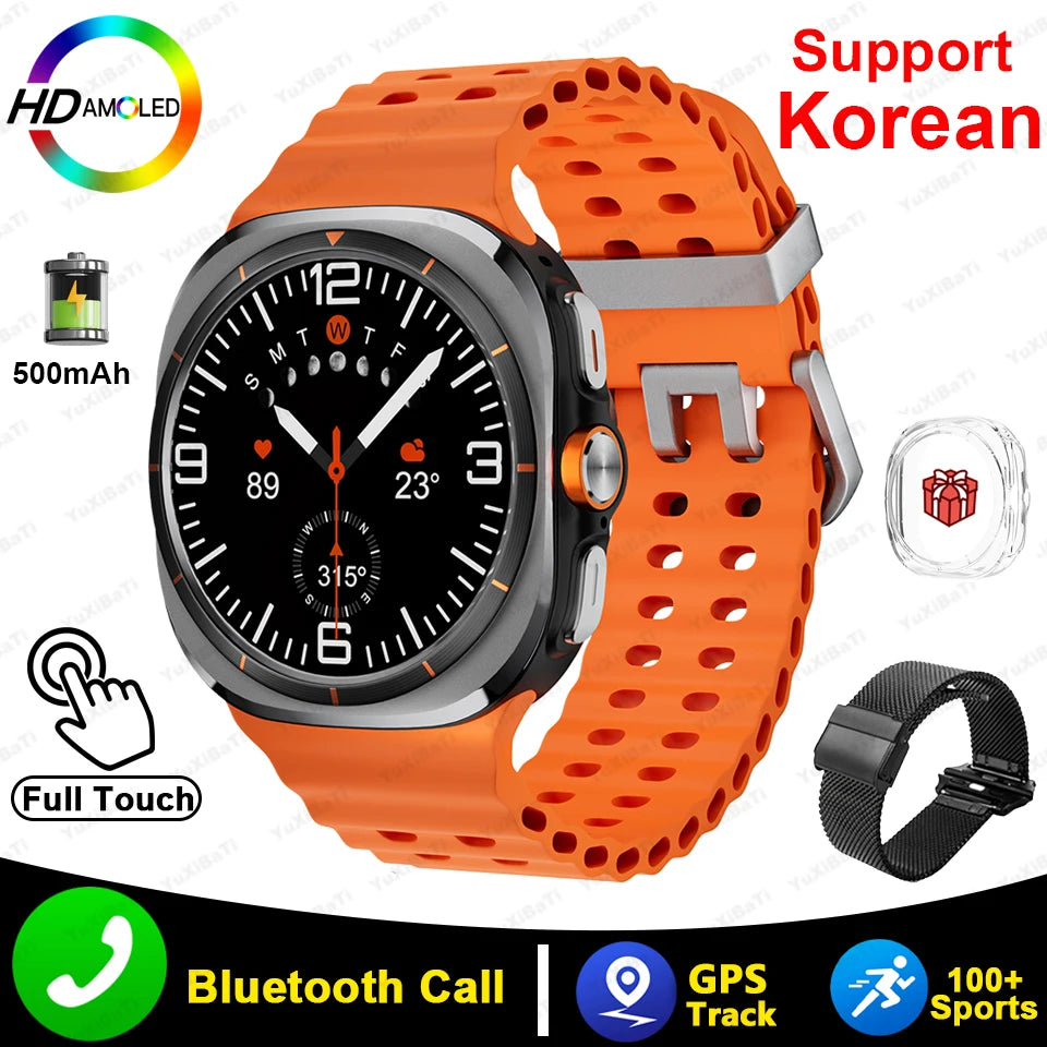 For Samsung Galaxy Watch 7 Ultra New GPS Track Smart Watch Men AMOLED Always Display Clock BT Talk NFC Sport Smartwatches Women