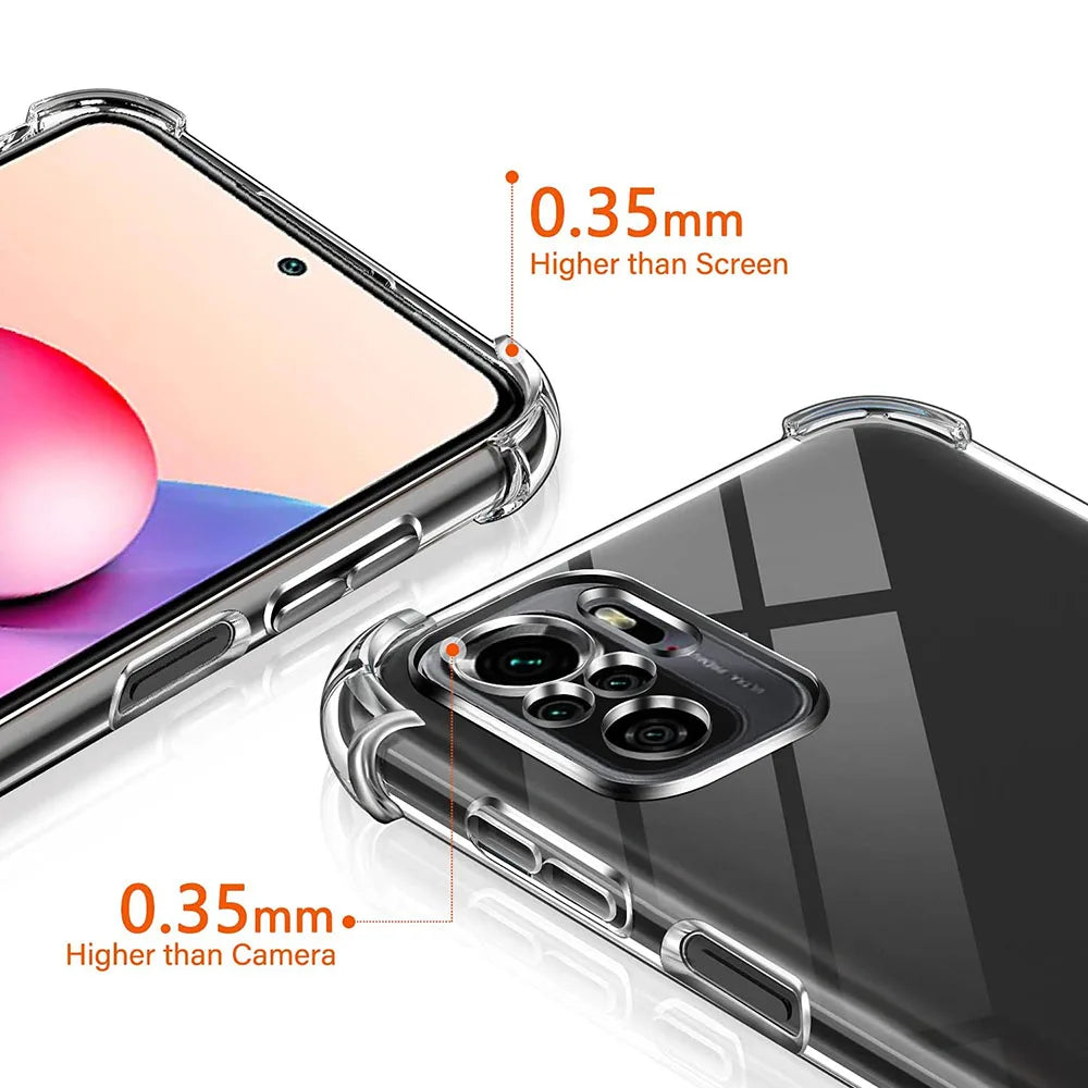 3D Airbag Shockproof Silicone Phone Case For Xiaomi Redmi Note 10 Pro Max Note 10s 10T 10 Pro 4G 5G Clear Ultra Thin Case Caqa