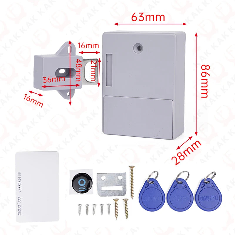 KAK Electronic Lock Locker RFID Cabinet Lock Invisible Sensor Lock Hidden Drawer Locks Keyless Child Safety Lock Door Hardware