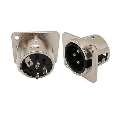 10Pcs 3 Pin XLR Male Female Panel Mount Chassis Plug Jack Socket Connector Microphone MIC Cable Terminal Metal Housing Silver