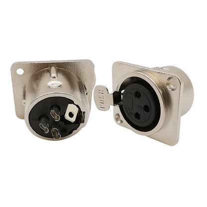 10Pcs 3 Pin XLR Male Female Panel Mount Chassis Plug Jack Socket Connector Microphone MIC Cable Terminal Metal Housing Silver