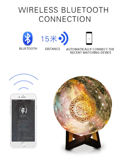 Bluetooth Speakers LED Touch Night Light Quran Speaker 8GB FM Wireless Speaker Colorful Starry Quran Muslim With Remote Control