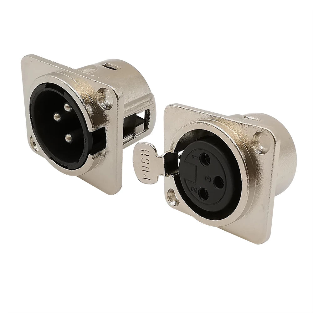 10Pcs 3 Pin XLR Male Female Panel Mount Chassis Plug Jack Socket Connector Microphone MIC Cable Terminal Metal Housing Silver