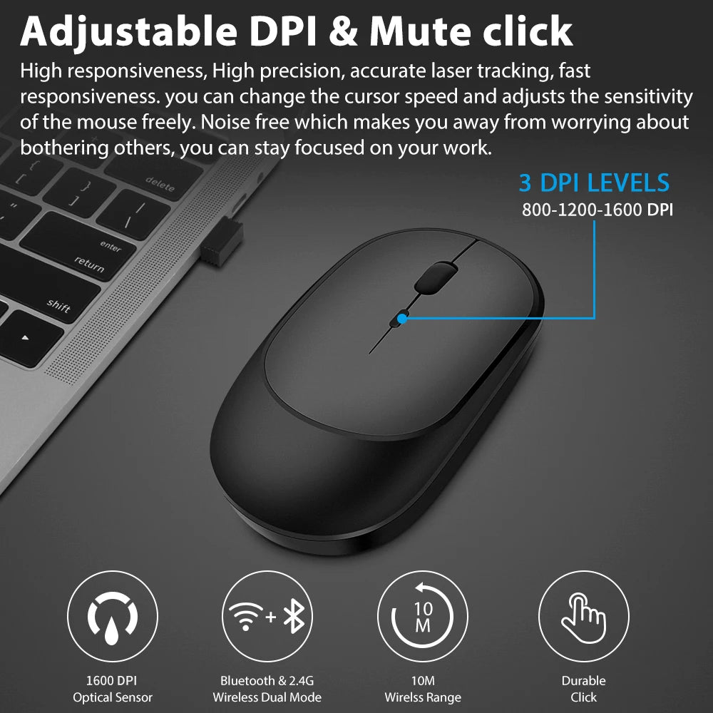 Wireless Bluetooth Mouse gamer Rechargeable Dual Modes 4.0 + USB mouse for MacBook PC iPad Computer laptop accessories