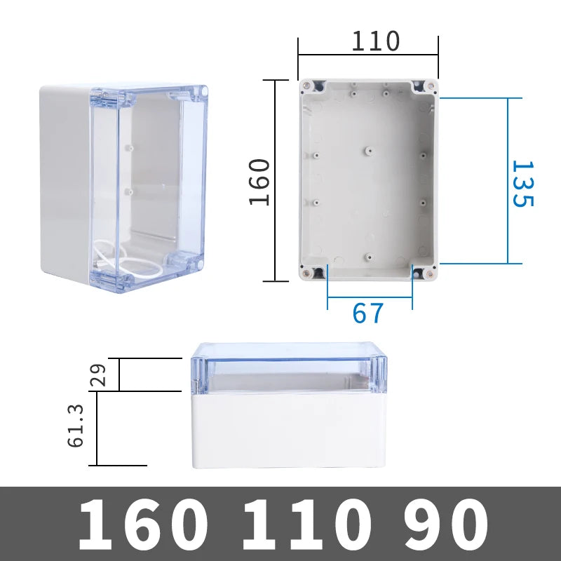 Transparent Waterproof Outdoor Enclosure Plastic Box Electronic Project  Case Instrument  Electrical Box Junction Box Housing