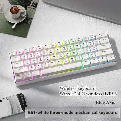 Wired mechanical keyboard 60% gamer bluetooth backlit Keyboards for tablet mini ergonomic  key board white
