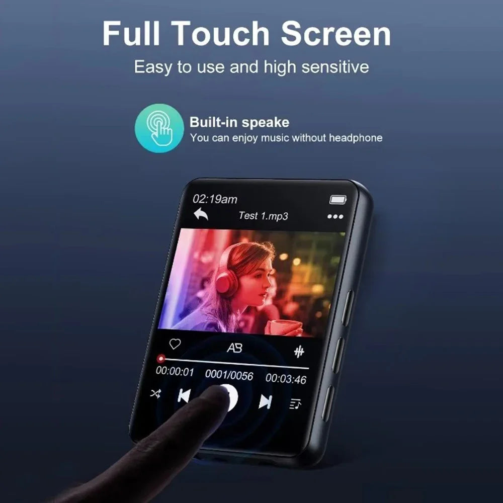 128GB 2.4-inch full touchscreen MP3 player Hifi Sound Quality MP3 Music Player Built-in Speaker Support E-book Video Recording