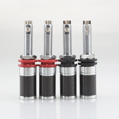 4pcs Audiocrast CF45G/R Carbon Fiber Binding Post Gold/Rhodium Plated Terminal Banana Jack Connector Banana Plug Socket Speaker