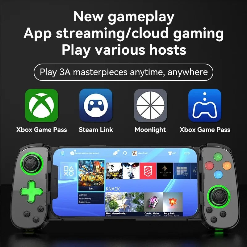 D7 Telescopic Mobile Phone Gamepad Bluetooth 5.0 Type-C Wireless Game Controller Joystick for Android/iPhone /Switch /PS4 /PC