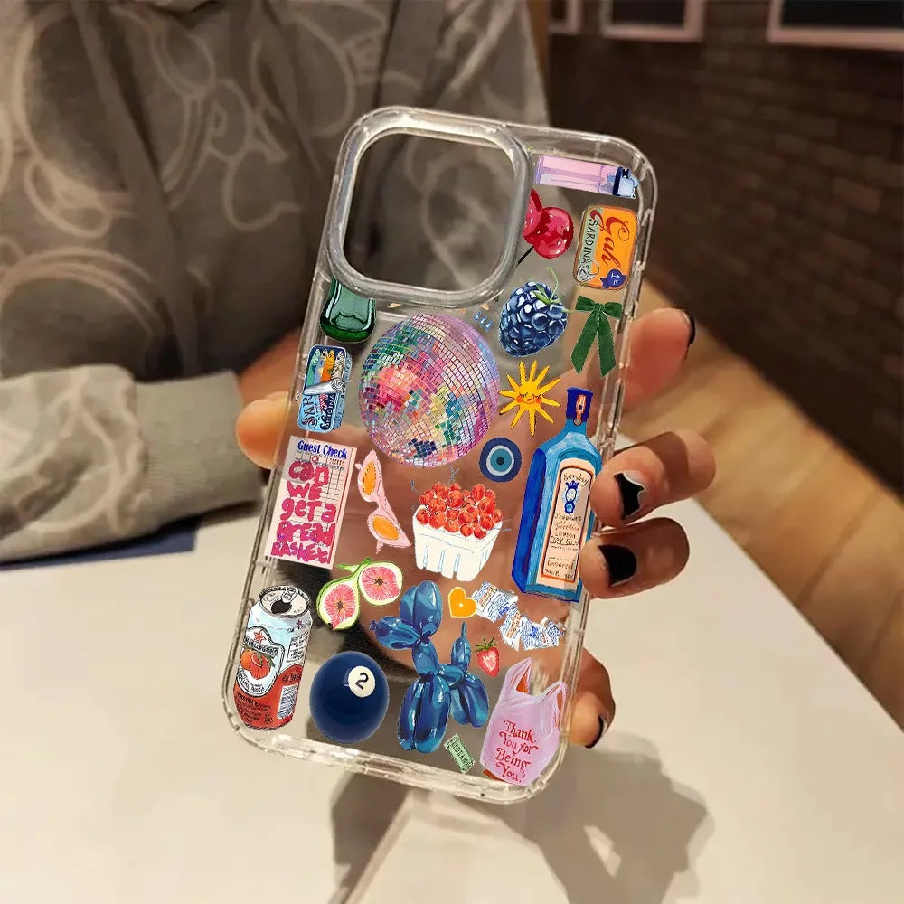 Vintage Item Collage Aesthetic Clear Phone Case for iPhone 15 Pro Max Cases iPhone 11 12 13 14 15 16 XS X XR 7 8 Plus SE2 Cover