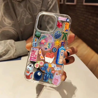 Vintage Item Collage Aesthetic Clear Phone Case for iPhone 15 Pro Max Cases iPhone 11 12 13 14 15 16 XS X XR 7 8 Plus SE2 Cover
