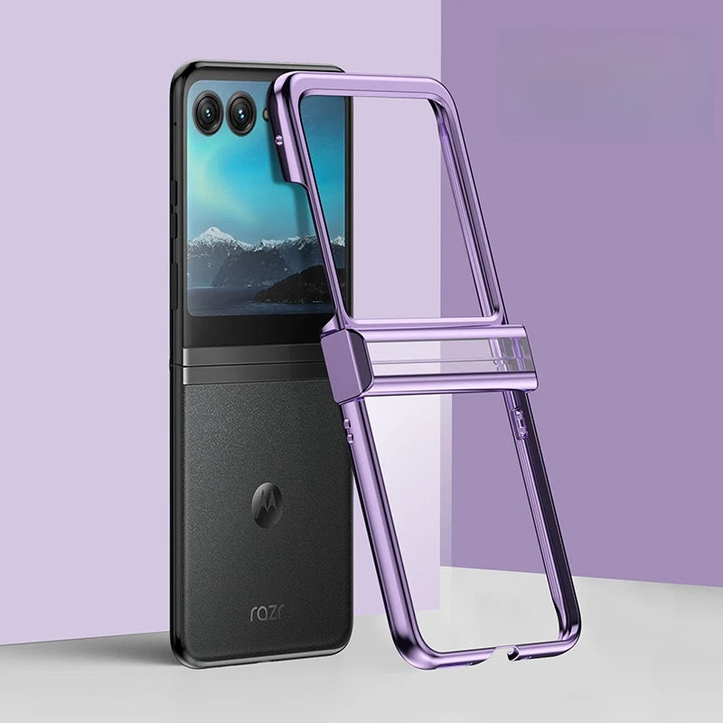 Luxury Transparent Plating Hard PC Flip Phone Case For Motorola Razr 60 50 40 Ultra Pro 2025 2024 Clear Shockproof Back Cover