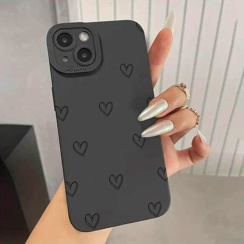 Case For iPhone 16 15 Cases iPhone 14 Pro Max Case Love Pattern Phone Case For iPhone 13 12 11 XS X 7 8 Plus Soft Silicone Cover