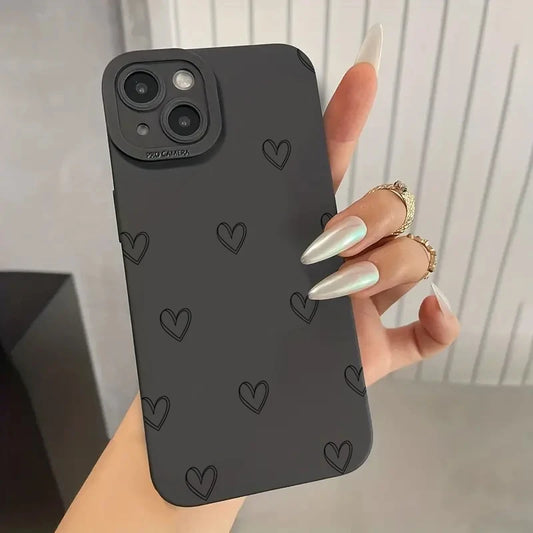 Case For iPhone 16 15 Cases iPhone 14 Pro Max Case Love Pattern Phone Case For iPhone 13 12 11 XS X 7 8 Plus Soft Silicone Cover