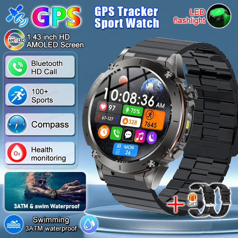 2025 New For Xiaomi Huaiwei Outdoor GPS Smart Watch Men HD AMOLED Screen Compass Waterproof Sport Call GPS Tracker SmartWatches