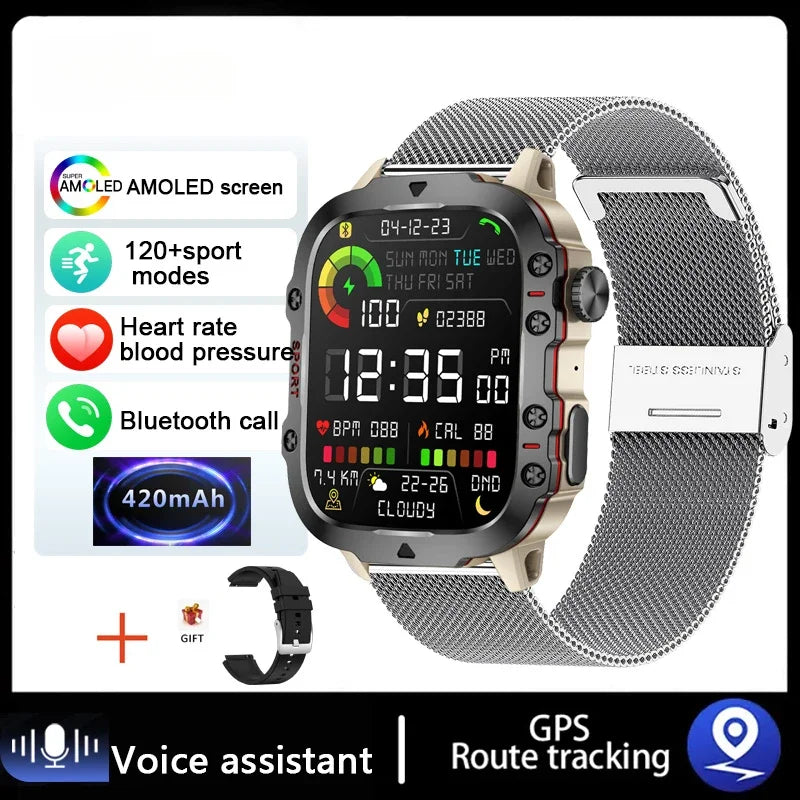 2025 Outdoor Smart Watch Men 2.01" Screen 3ATM Waterproof Watches Bluetooth Call Ai Voice Sport Smartwatch For Android IOS Phone