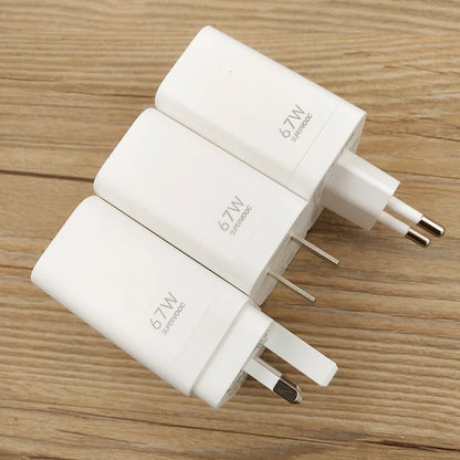 Original 67W Supervooc Fast Charger EU/US/UK Wall Adapter For OPPO Reno 5 6 7 Pro Find X3 Neo X5 Realme GT2 Vooc USB TypeC Cable