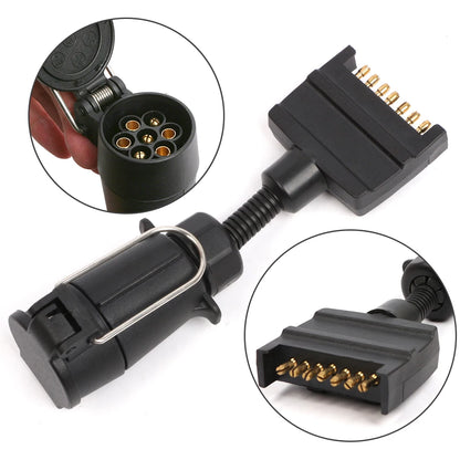 Car Trailer Adaptor 7 Pin Flat Male plug to 7 Pin Large round Female Socket Universal For RV Camper Caravan Car Accessories