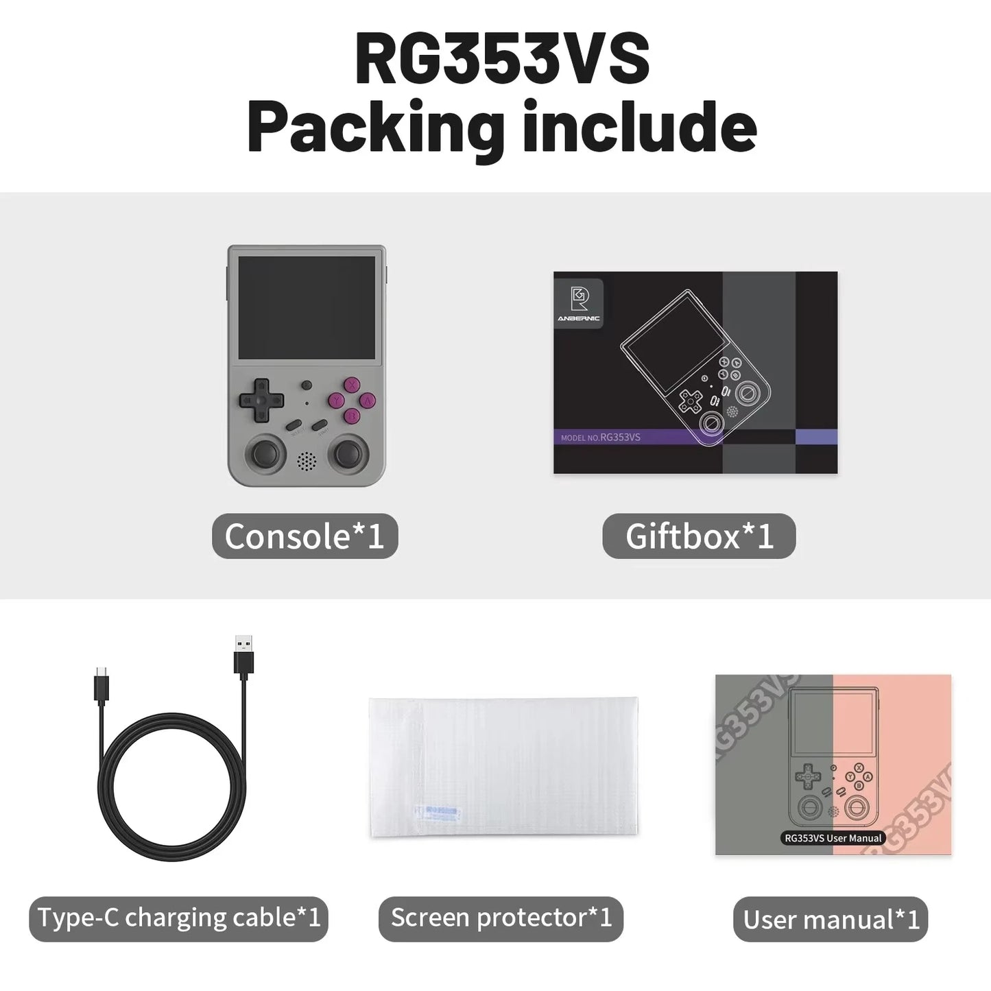 ANBERNIC RG353V RG353VS Handheld Gam Console 3.5'' IPS Screen HDMI Output Android Linux OS Built-in Retro Emulator Player Gifts