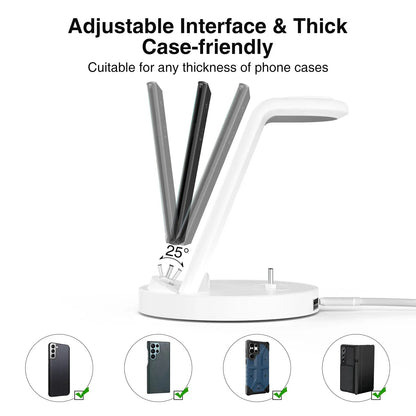 4 In 1 Charging Station for Samsung S23 S22 S21 Note Fast Wireless Charger Stand Dock for Galaxy Watch 6/5/4 Active 2 Buds 2 Pro